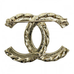 Chanel Brooch for Women, Coco Mark, Accessory, CHANEL GP Rhinestone, B25C Gold, Approx. 20.3g, 2025 — Like New