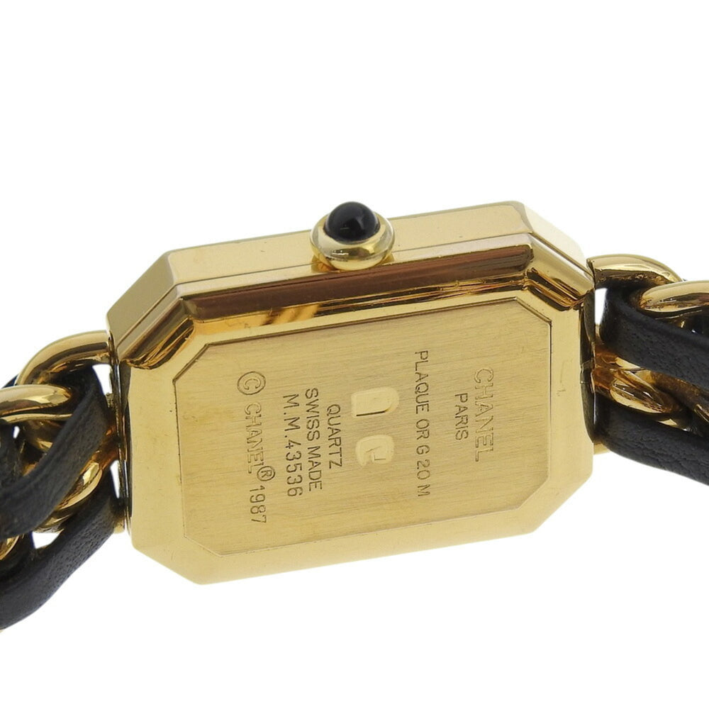 CHANEL Premiere S Watch H0001, Gold-Plated Leather Quartz Movement, Analog Display, Black Dial, Women's — Good