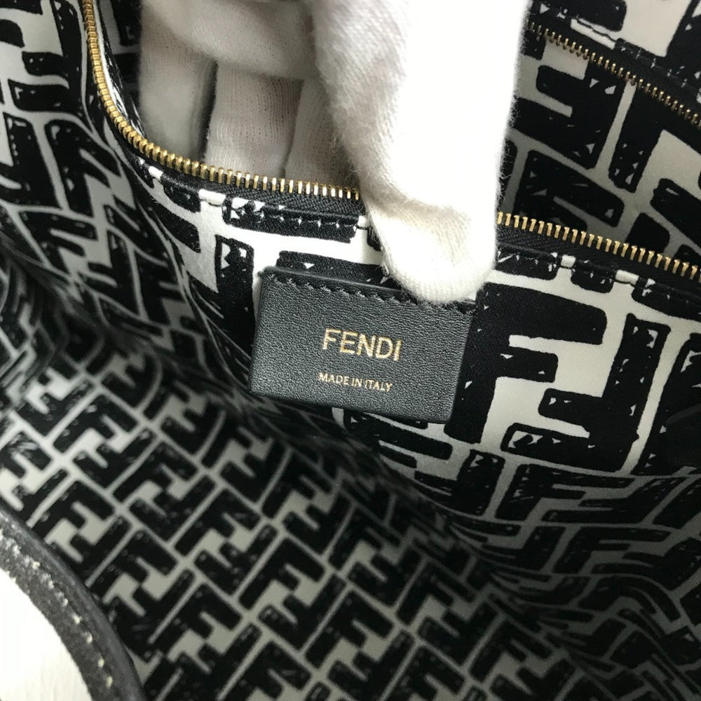 FENDI 8BH357 Joshua Vides collaboration shopper bag, shoulder tote coated canvas, men's, white — Like New