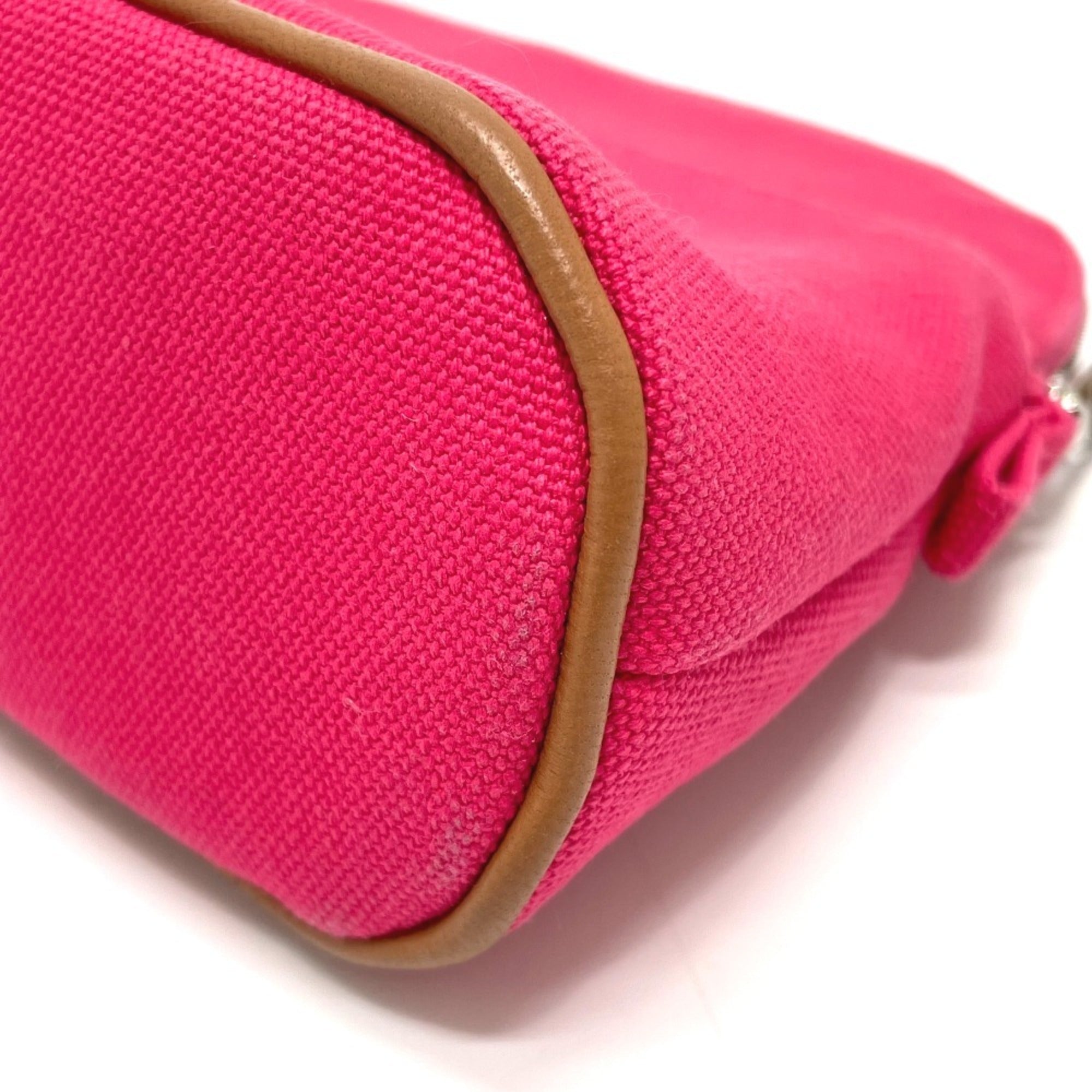 HERMES Bolide Pouch 20, a small accessory case/makeup pouch/multi-purpose pouch, canvas, women's, pink, like new — Like New