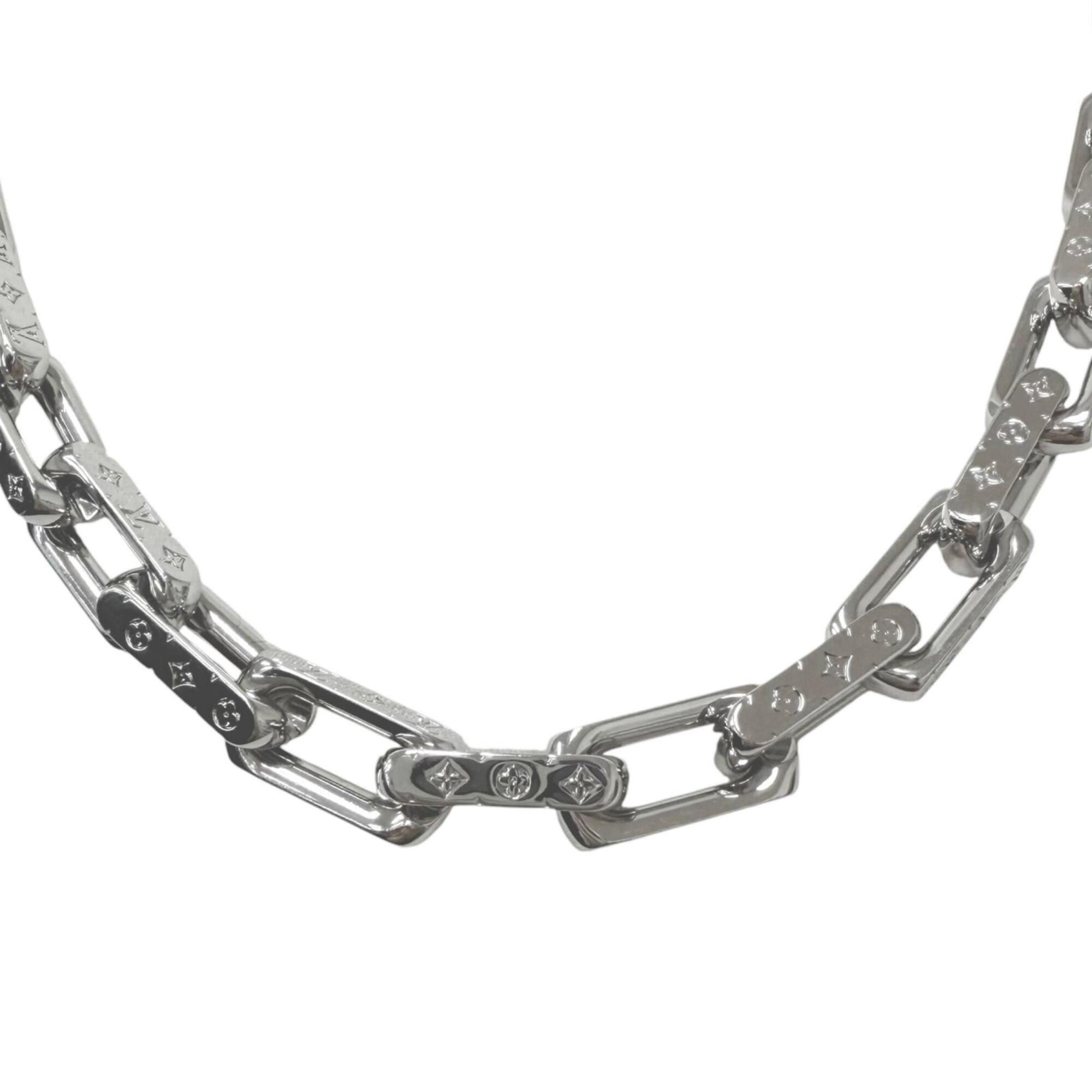 LOUIS VUITTON (Louis Vuitton) 2020 model M64196 Collier Chain Monogram Necklace, Silver, Made in Italy, Men's — Like New
