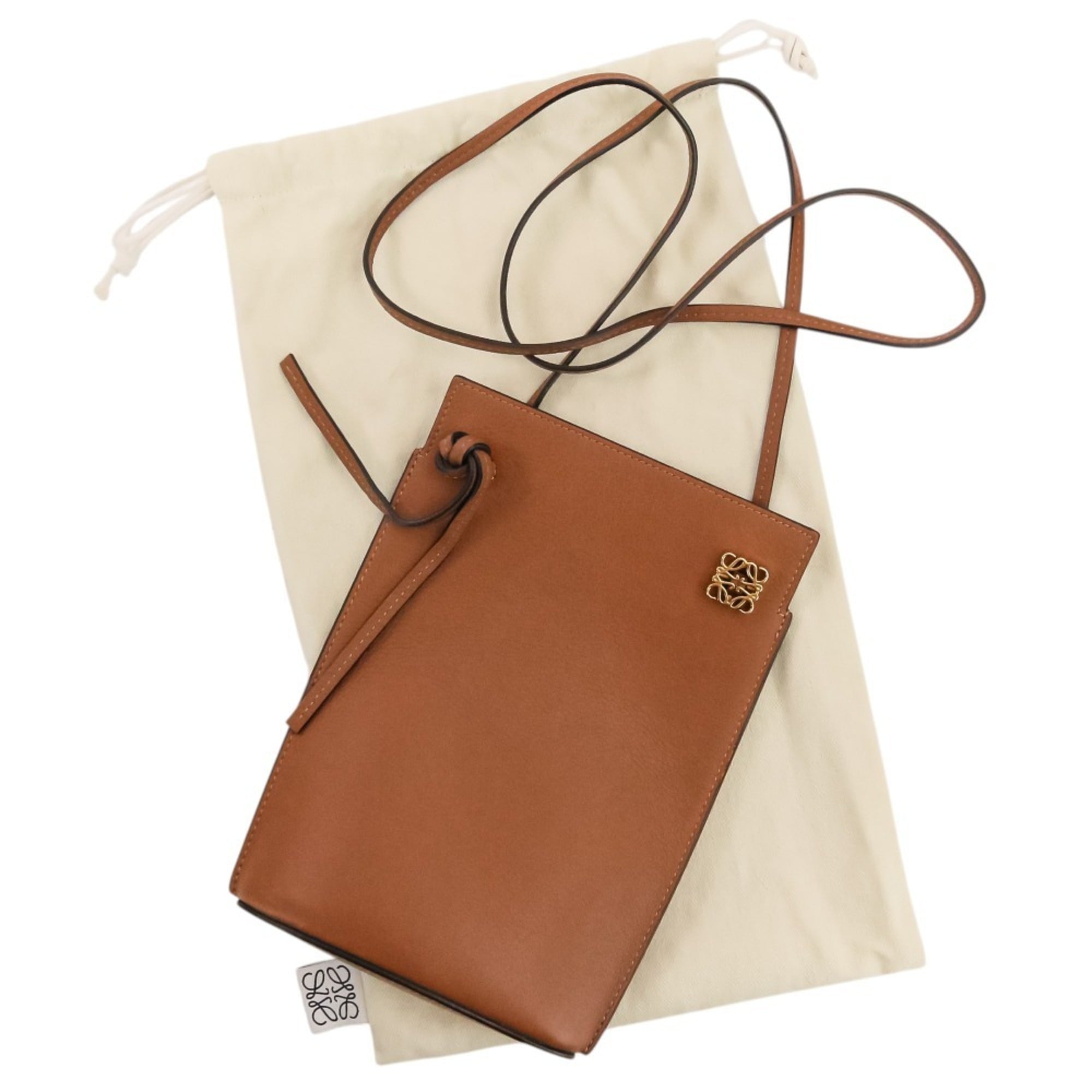 LOEWE Anagram Dice Pocket Leather Shoulder Bag 062304 Brown Women's — Like New