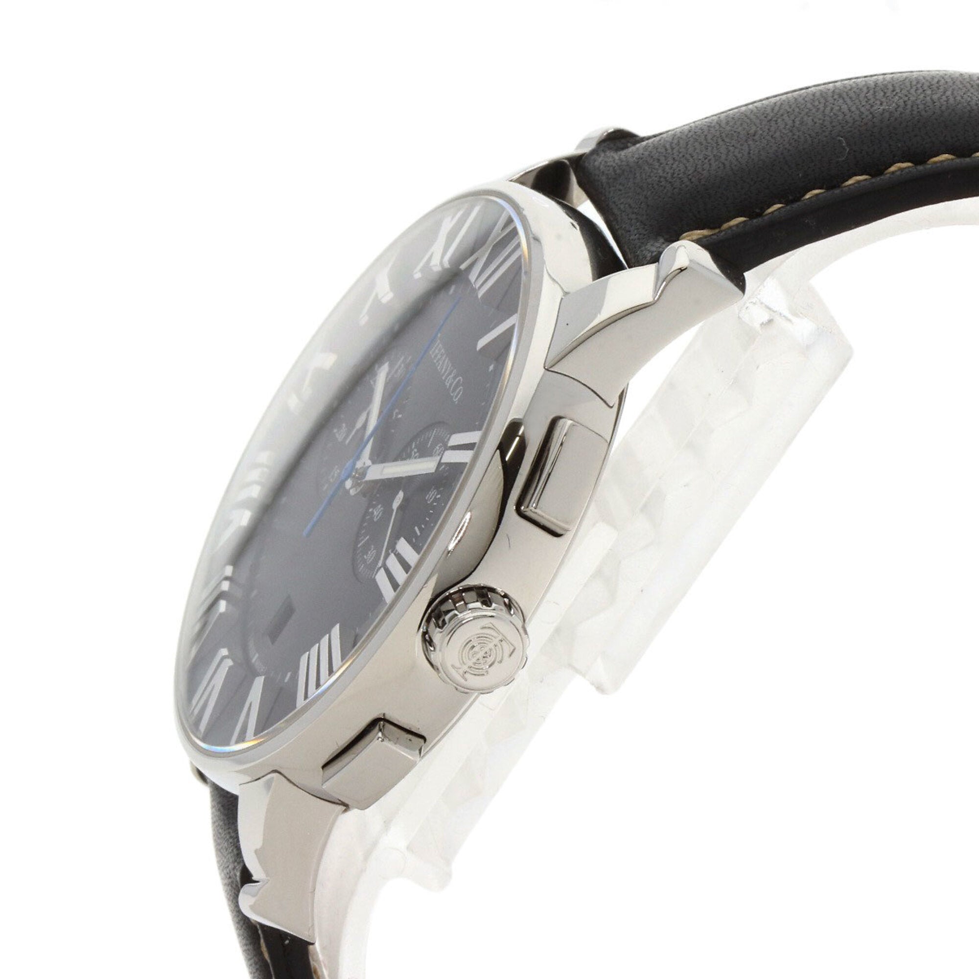 Tiffany & Co. Atlas Dome Chronograph Watch, Stainless Steel/Leather, Men's — Very Good