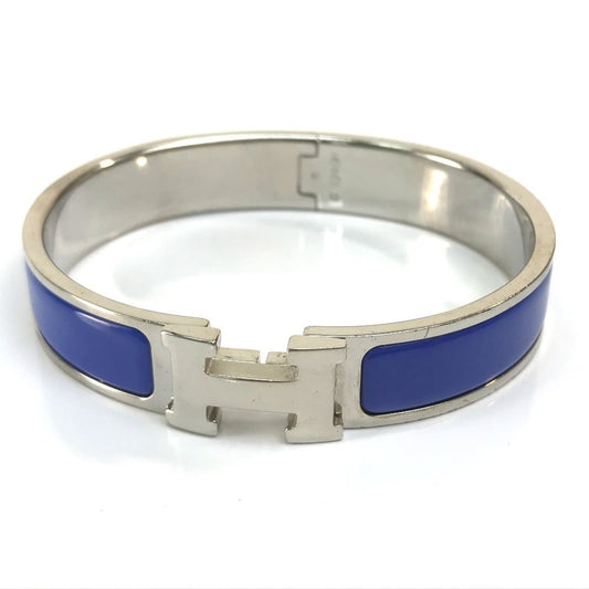 HERMES Click-Clack PM Bangle in Metal, Women's, Blue/Silver