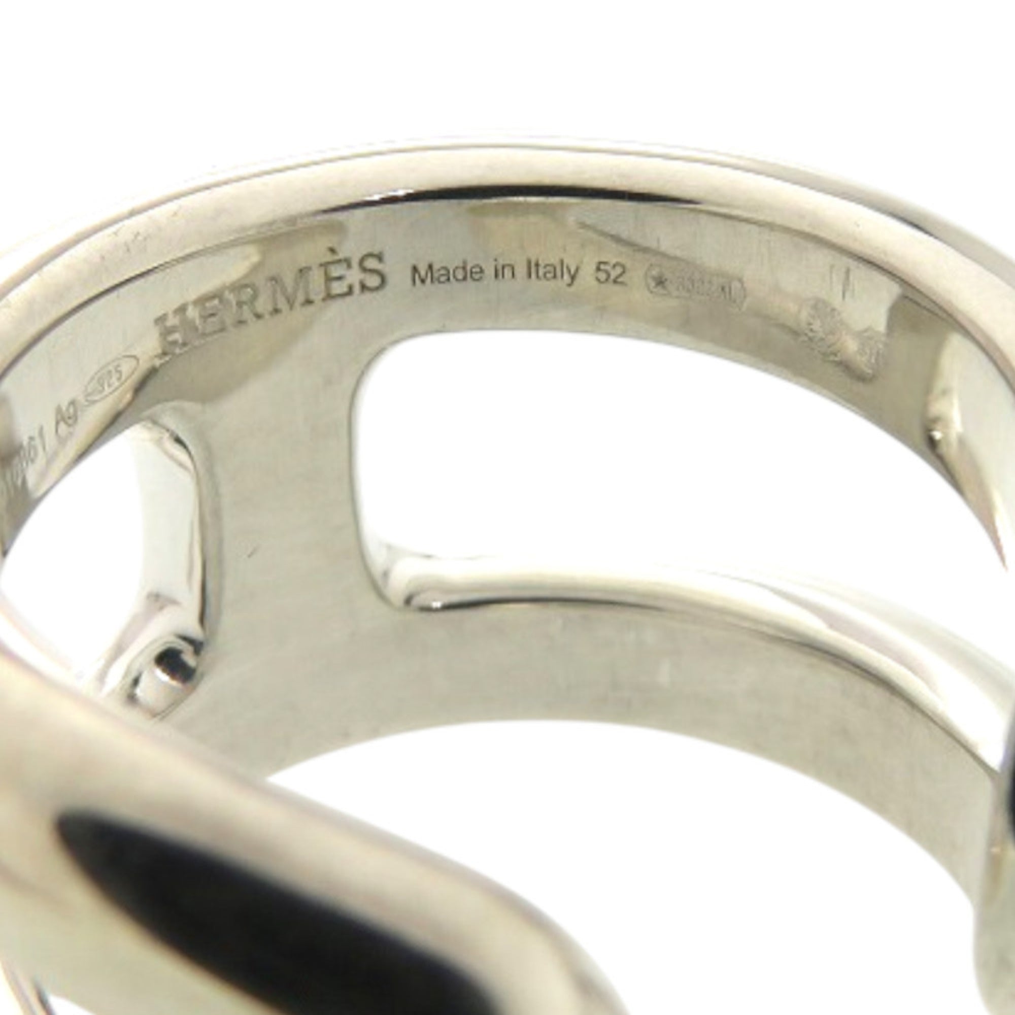 Like new Hermès Osmos PM 25X016861, 925 silver, approximately size 12, silver ring, 0579, HERMES — Like New