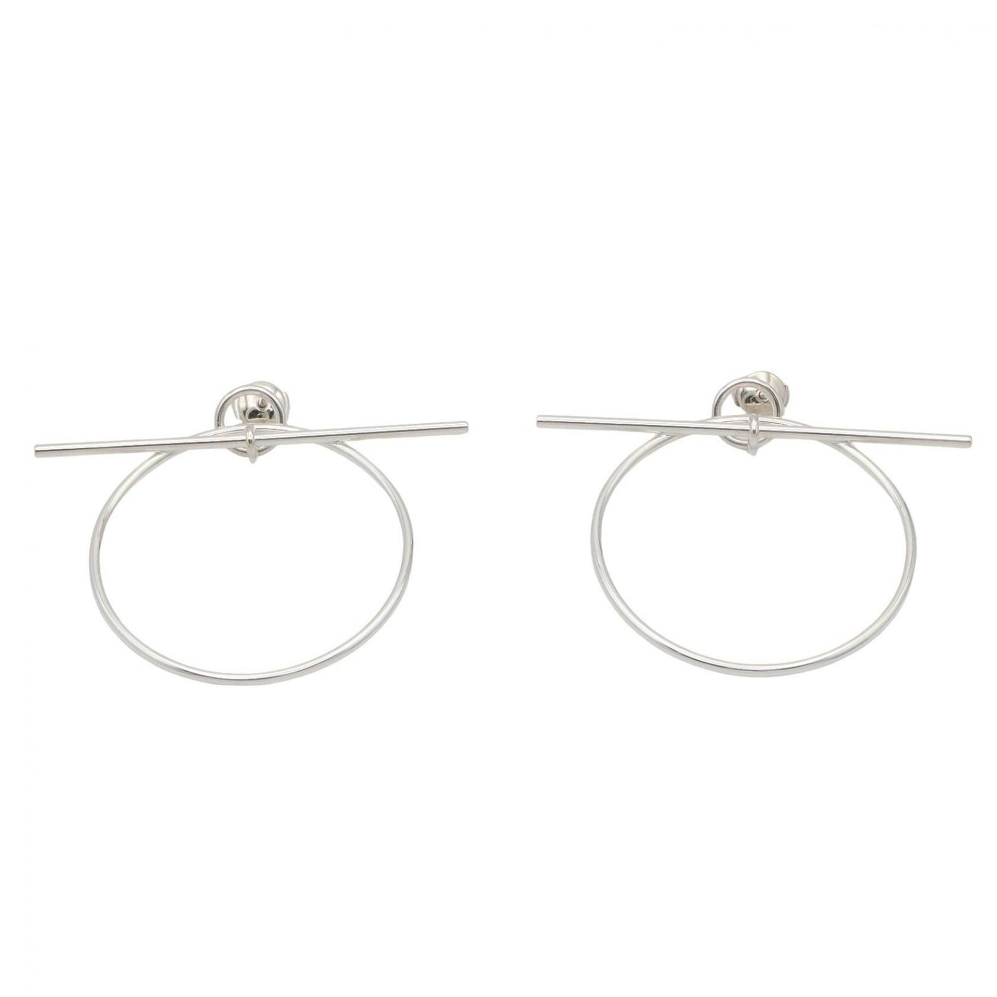 Hermes Loop MM Earrings, Sterling Silver 925, Women's Tone — Like New
