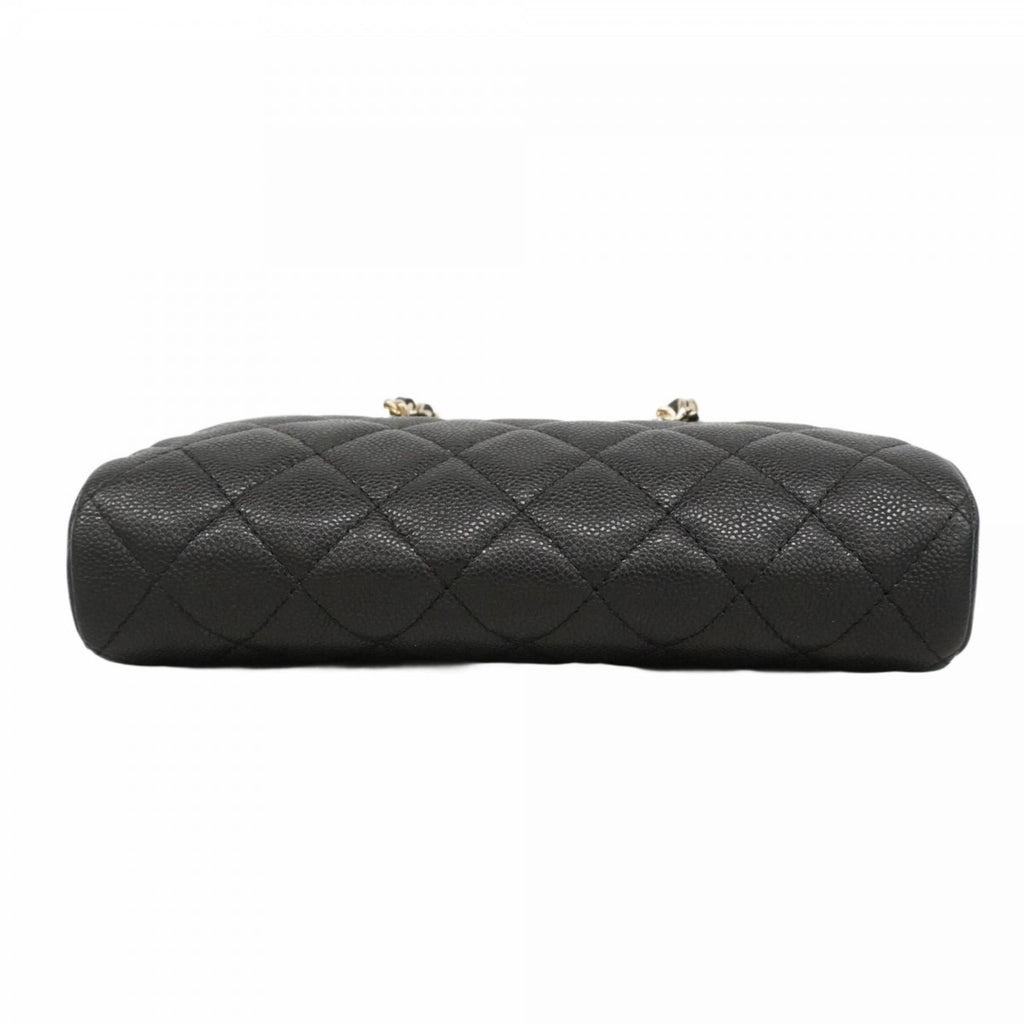 Chanel Matelasse Shoulder Bag with Chain, Caviar Skin, Black Champagne, Women's