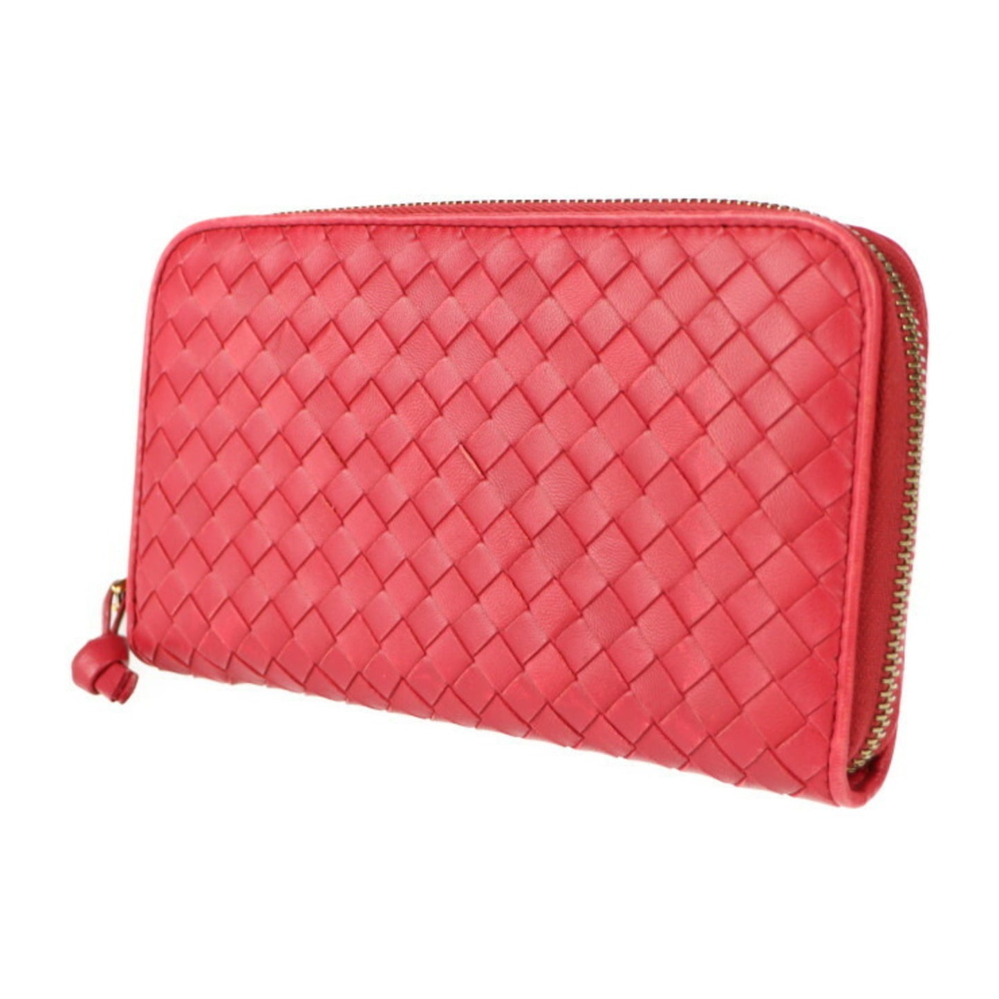 BOTTEGA VENETA Bottega Veneta intrecciato long wallet 114076 leather red series round zipper