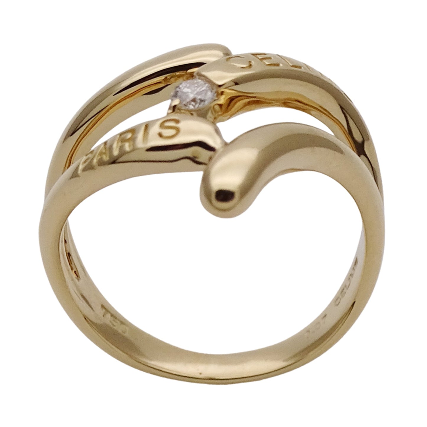 Celine women's ring, 750YG yellow gold with diamonds, D0.07, polished.