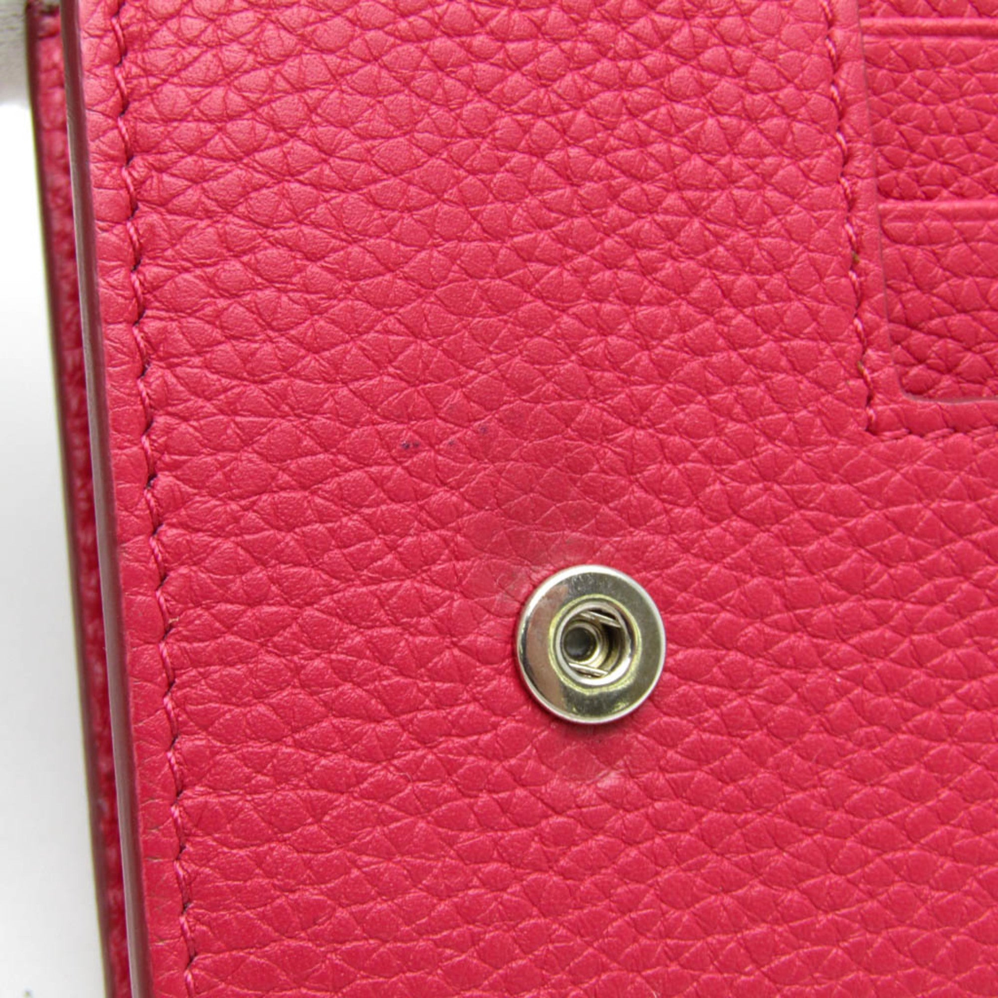 Celine Bicolor Large Flap Multifunction Women's  Calfskin Long Wallet (bi-fold) Gray,Pink Red