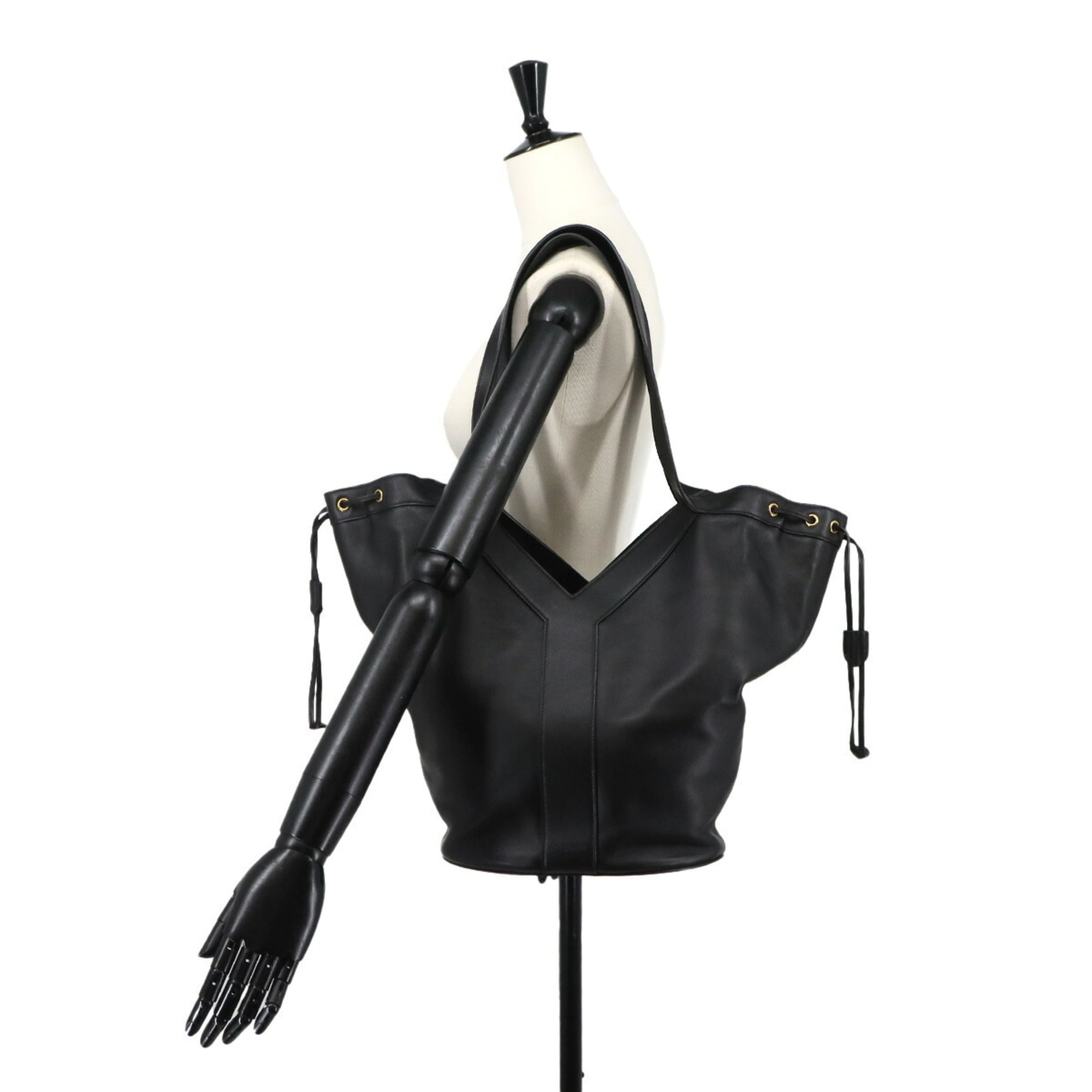 Saint Laurent Y Hobo Tote Handbag, Leather, Black, 833160 Bag — New - Store Return