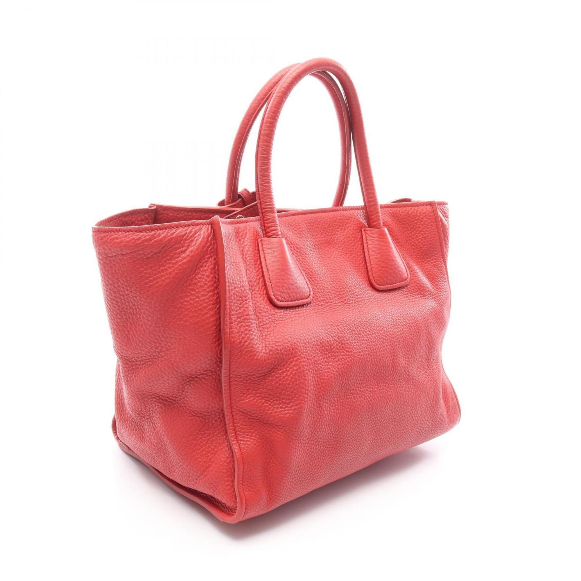 Prada Vitello Phenix Tote Bag, Leather, Women's, Red, BN2795