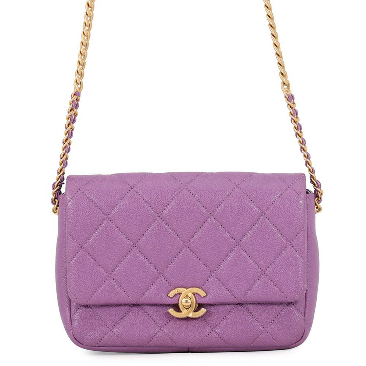 Chanel Chain Shoulder Bag, Matelassé, Coco Mark, Caviar Skin, CHANEL Handbag, Women's — Like New