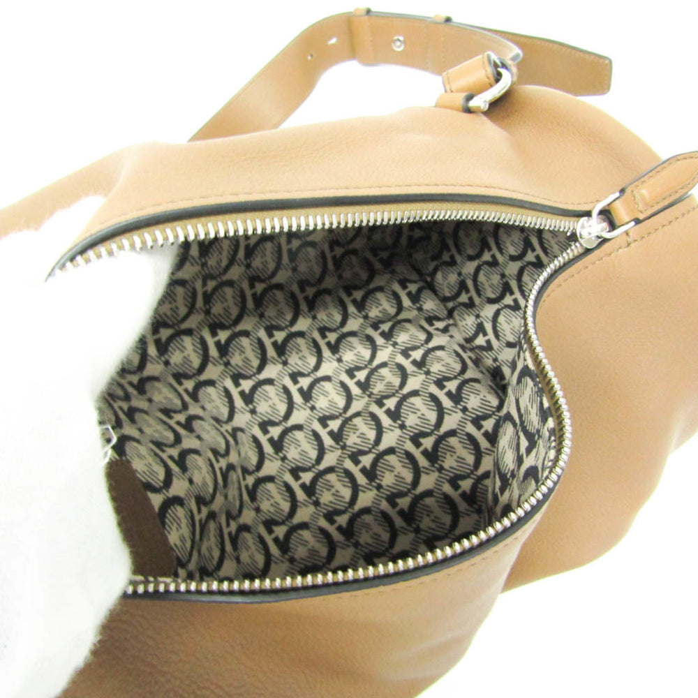 Salvatore Ferragamo Gancini Sling Bag GG-241141 Women's Leather Shoulder Bag Brown — Like New