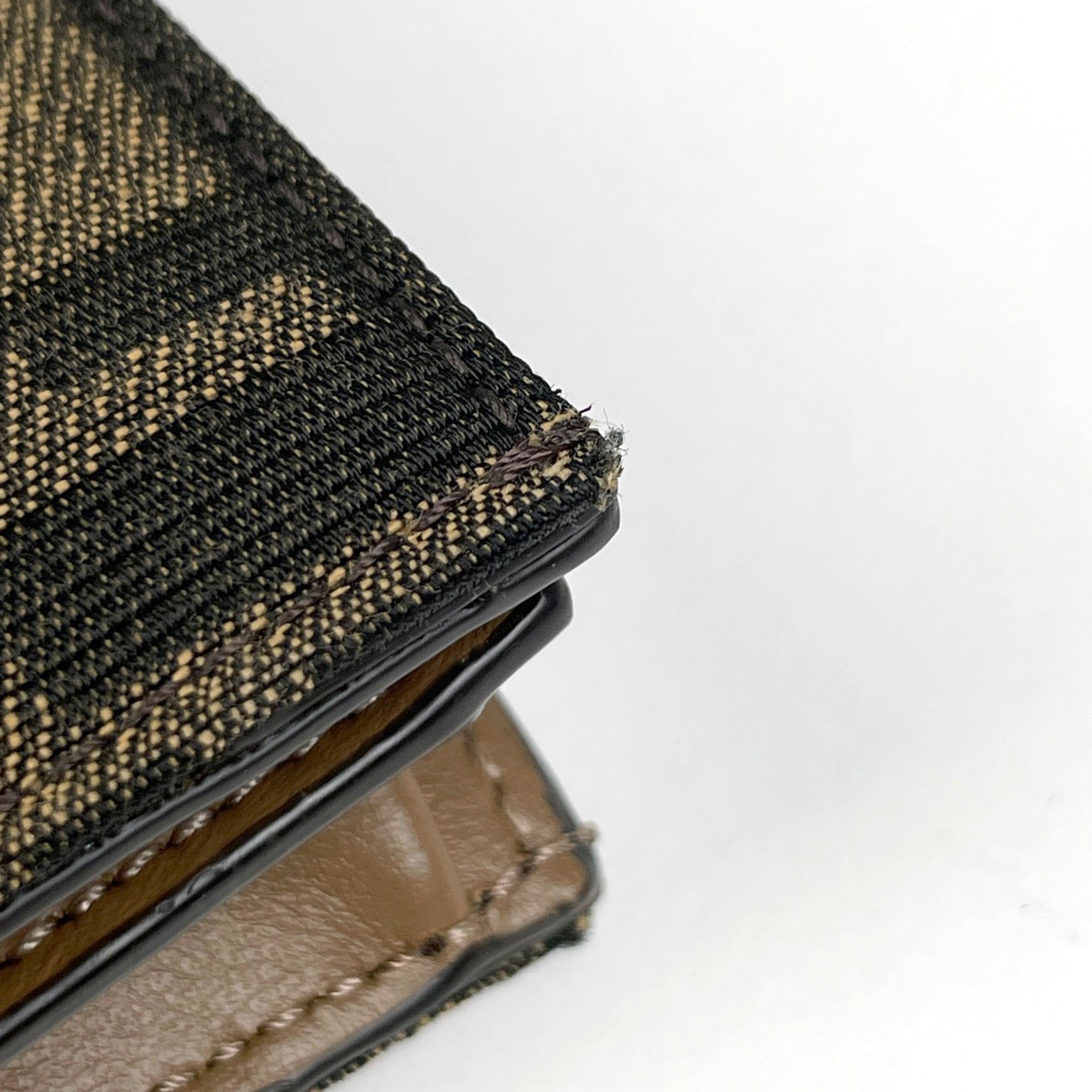 Fendi Zucca Print Bifold Wallet with Bill Compartment and Coin Purse, Brown Canvas, A98P, Women's