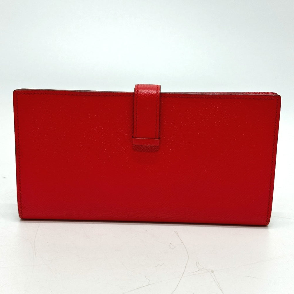 HERMES H hardware, Bearn soufflet bifold long wallet, Epson, women's, Rouge Tomato, red