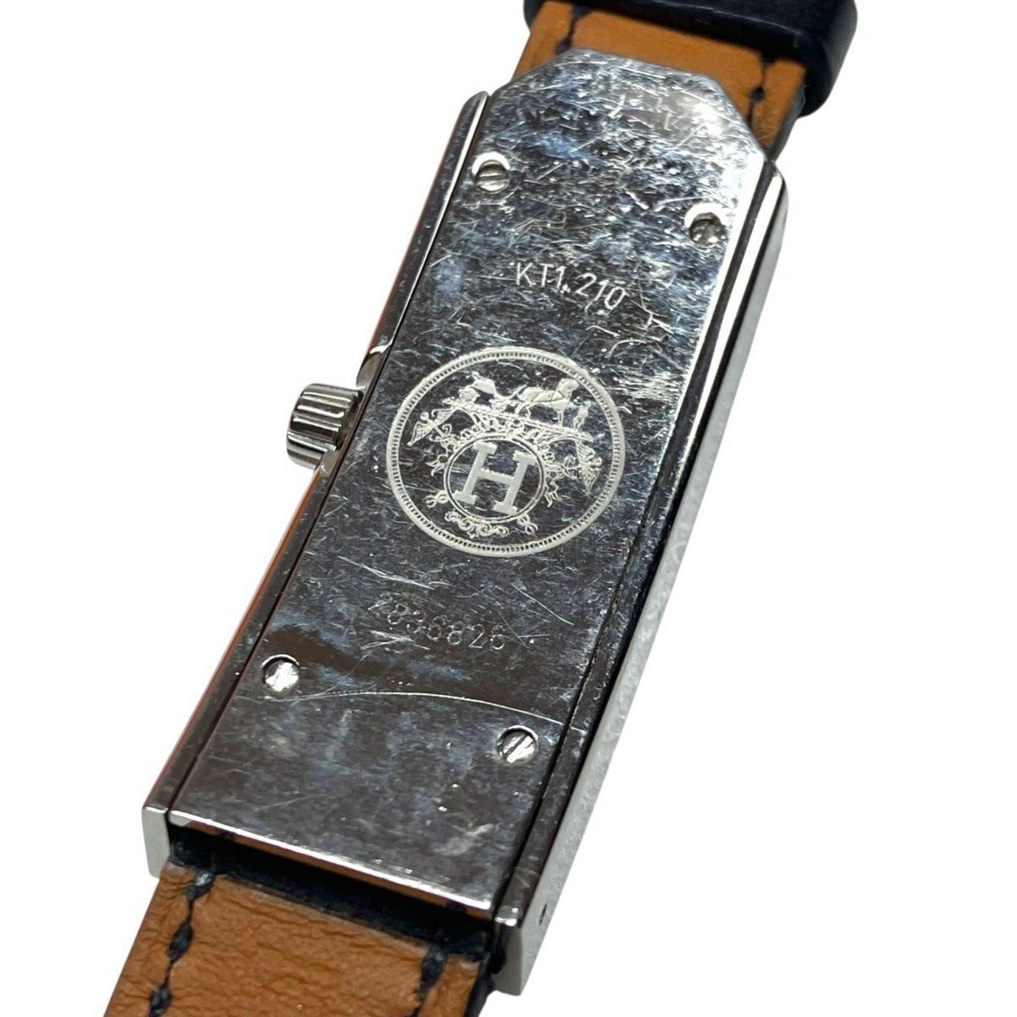 Hermes Kelly II watch, model, total weight 24.2g, stainless steel, genuine leather strap, quartz movement, white dial, KT1.210 — Good