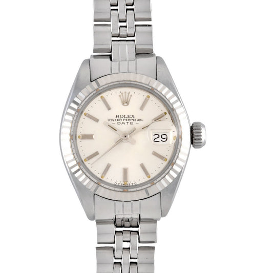 Rolex ROLEX 6917 Datejust 7-digit 40 series (circa 1974) Automatic wristwatch Silver dial Fluted bezel Ladies