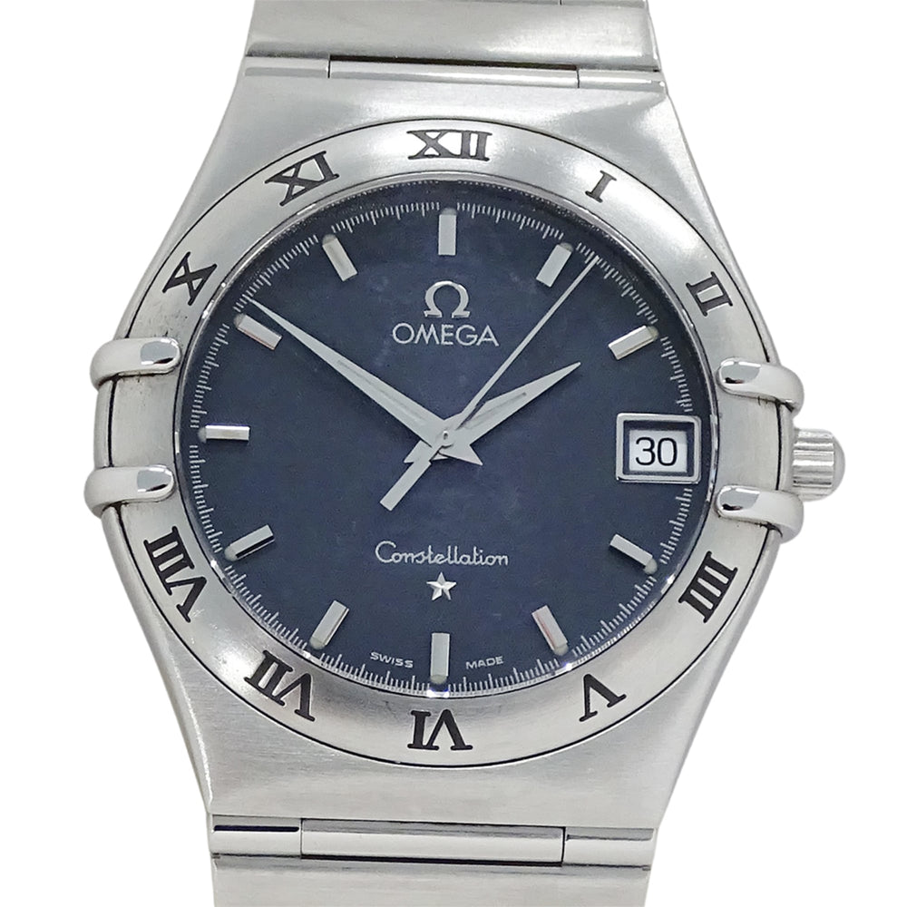 Omega Constellation 1512.40 Men's Watch, Brand Name, Date, Quartz, Stainless Steel (SS), Silver/Navy — Good