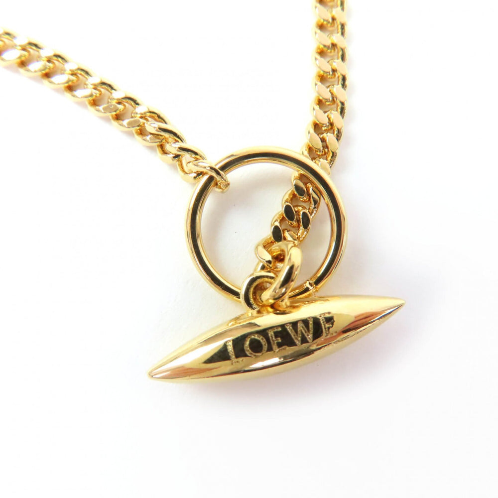 LOEWE J82124X02 Anagram Cube Chain Necklace Pendant, Gold, Made in Spain, Women's, with Box and Dust Bag — Like New