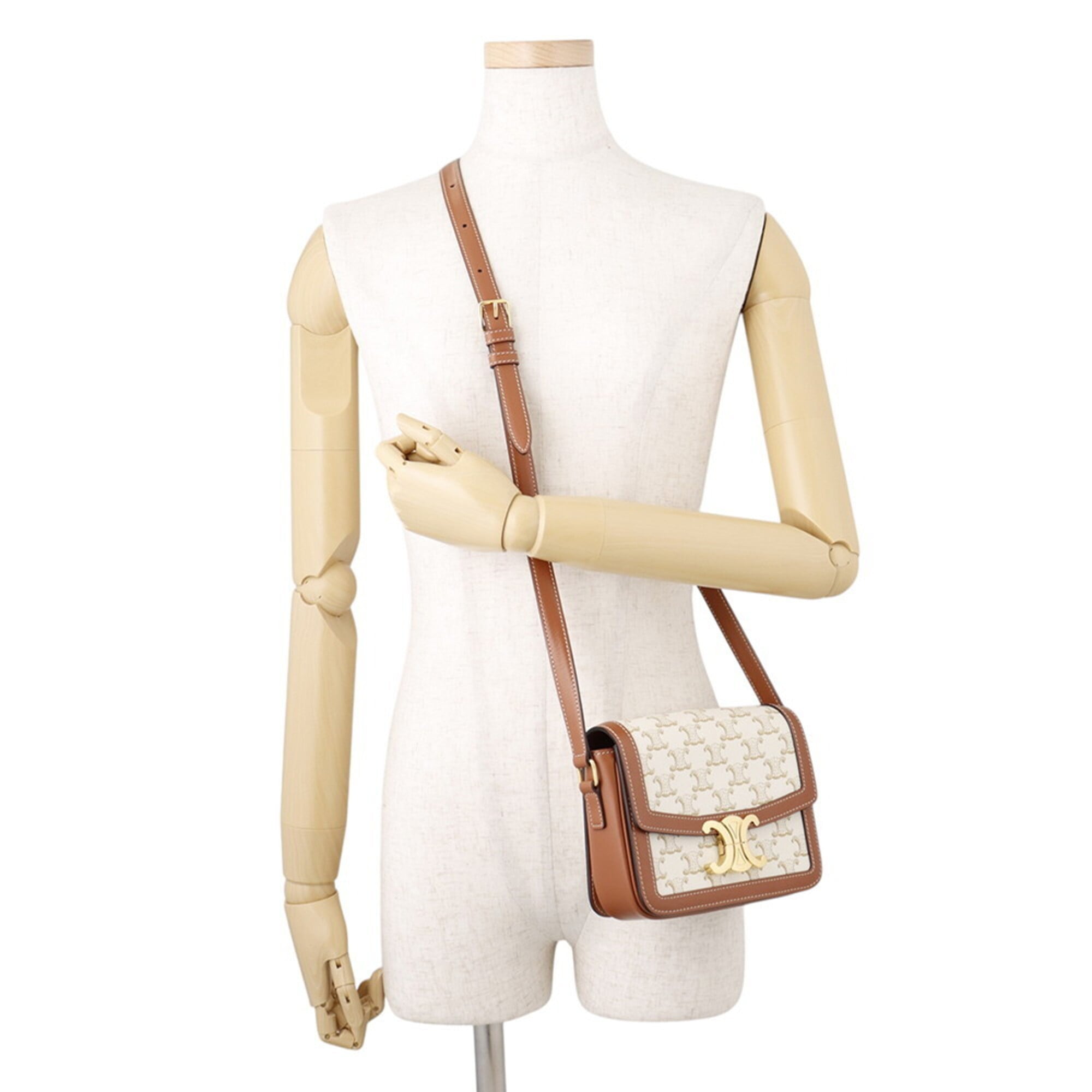 Celine Shoulder Bag Teen Triomphe Canvas Leather 188882 CELINE Handbag — Like New