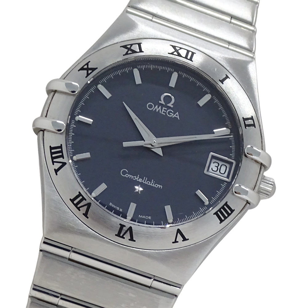 Omega Constellation 1512.40 Men's Watch, Brand Name, Date, Quartz, Stainless Steel (SS), Silver/Navy — Good