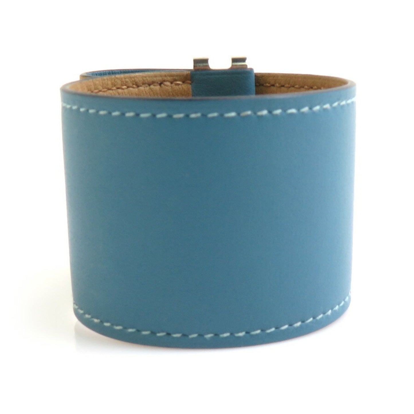 Hermes Hermès Elan Bracelet, Leather, Metal, Blue, Brown, Silver, Women's, e60686g