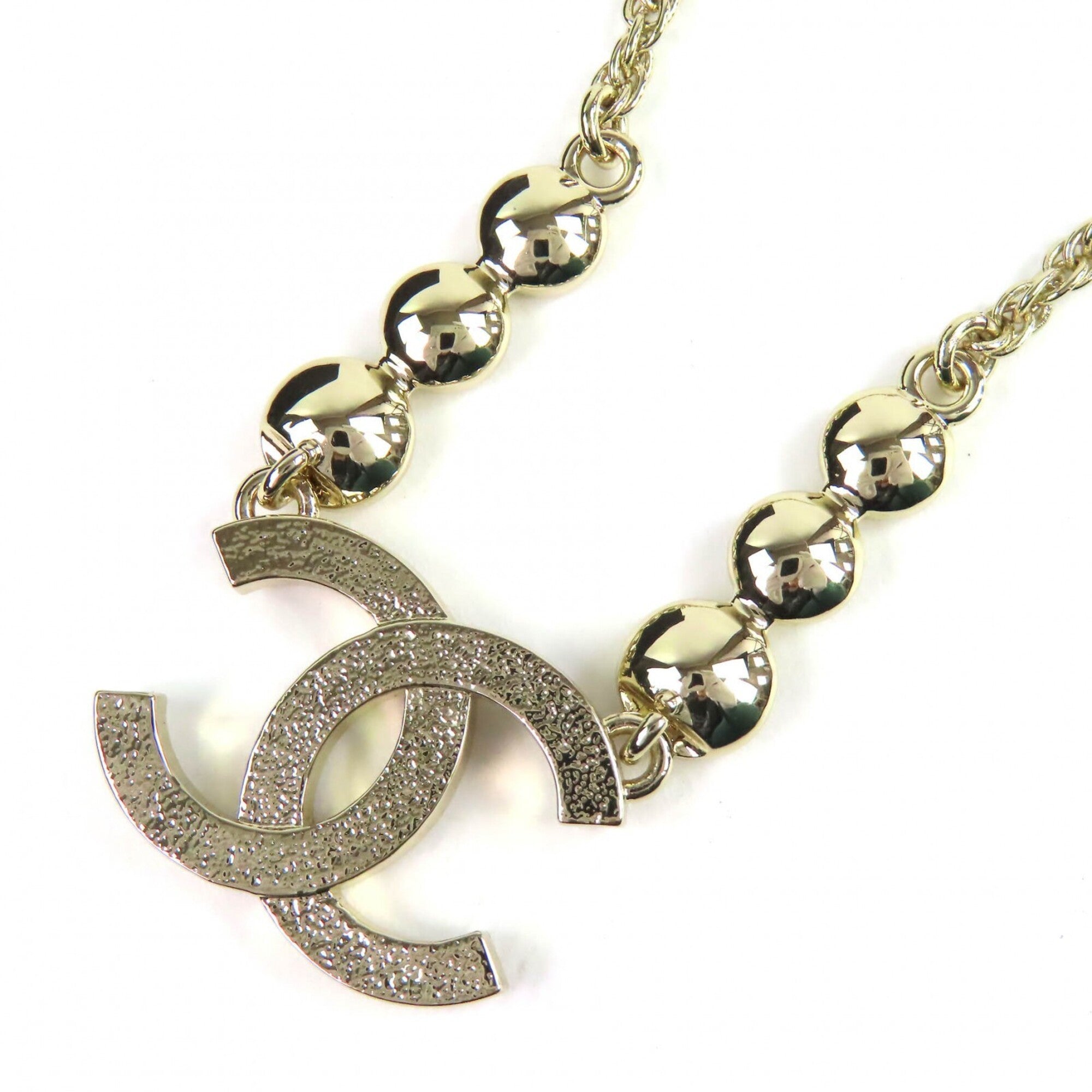 CHANEL (2025 model) B25S Coco Mark Rhinestone Chain Necklace, Gold, with Box, Women's — Like New