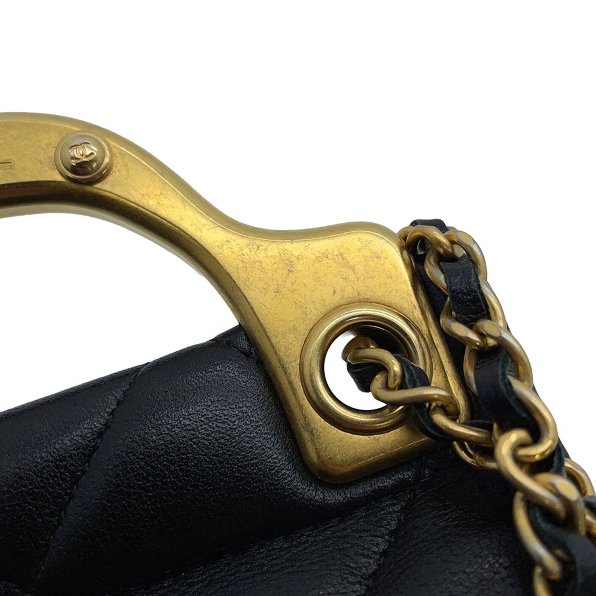 Chanel Chain Shoulder Bag Matelassé Coco Mark Lambskin AP2271 CHANEL Black Handbag Women's — Like New