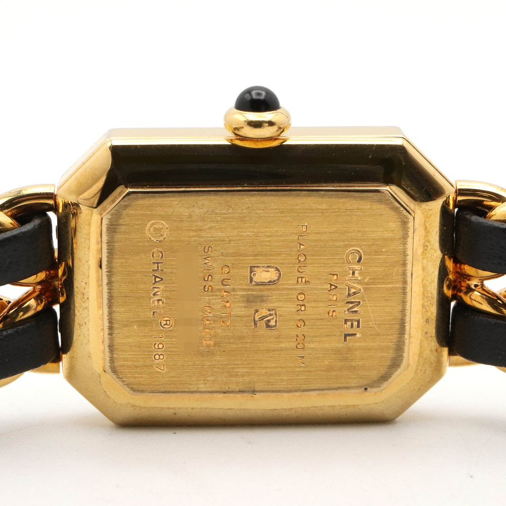 Chanel CHANEL Première S Watch, Gold Plated (GP), Leather Strap, Women's, Black, H0001 — Very Good