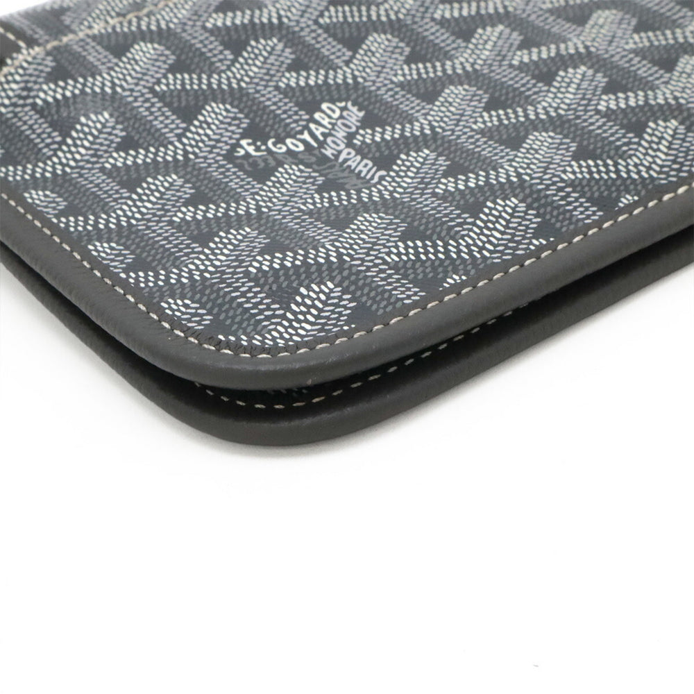 GOYARD Plume Handbag, Pouch Wallet, Long Shoulder Bag, Pochette, Clutch Herringbone Pattern, Gray — Like New