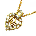 Christian Dior necklace with heart motif, gold plated rhinestones, for women.