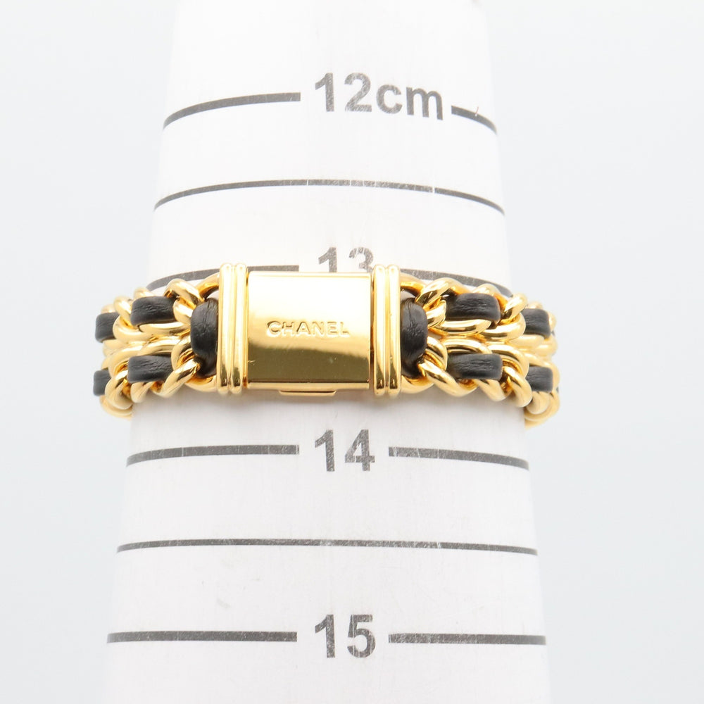 Chanel CHANEL Première S Watch, Gold Plated (GP), Leather Strap, Women's, Black, H0001 — Very Good