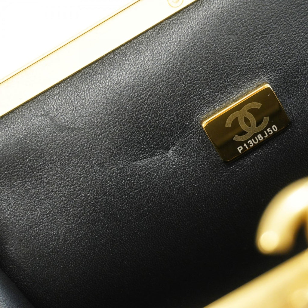 Chanel Matelasse Clutch Bag with Chain Shoulder Strap, Black Leather, 2-Way for Women