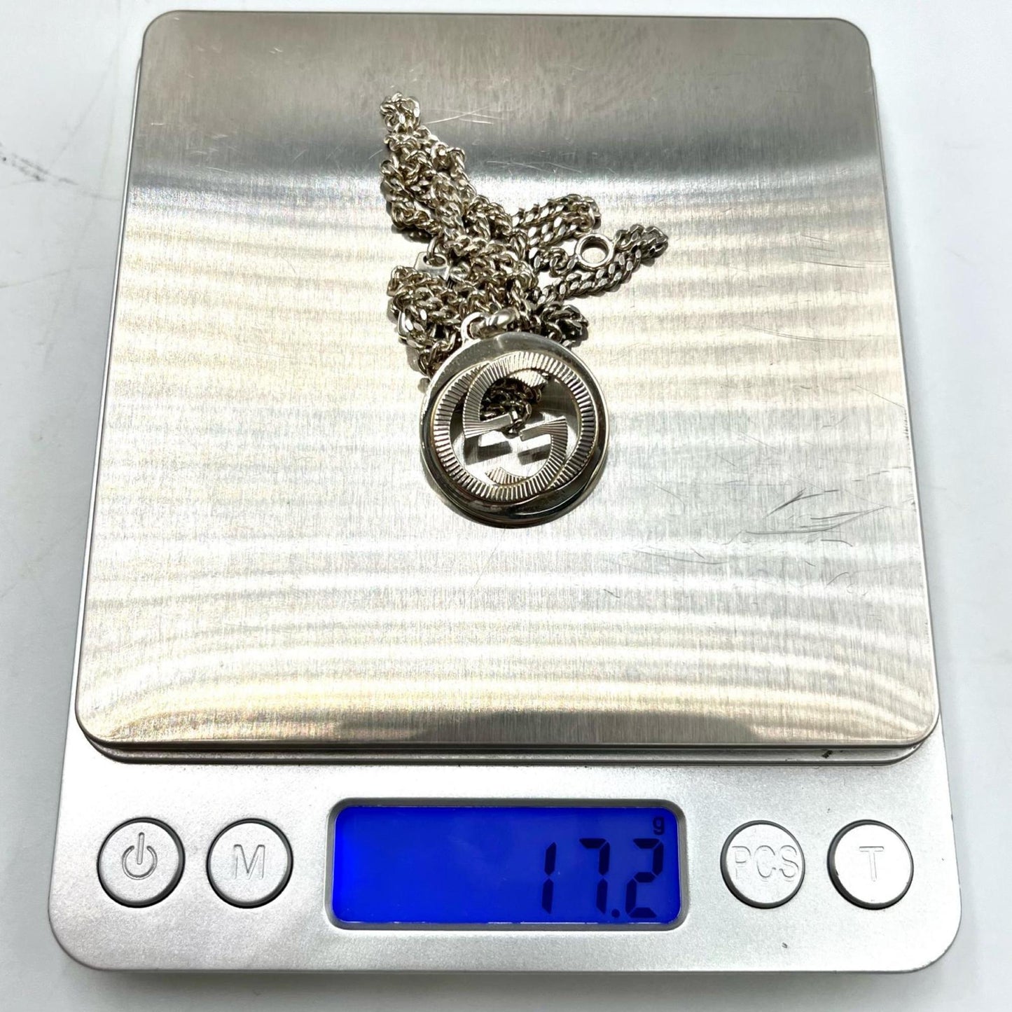 Gucci Men's Interlocking G Logo Necklace in Silver 925