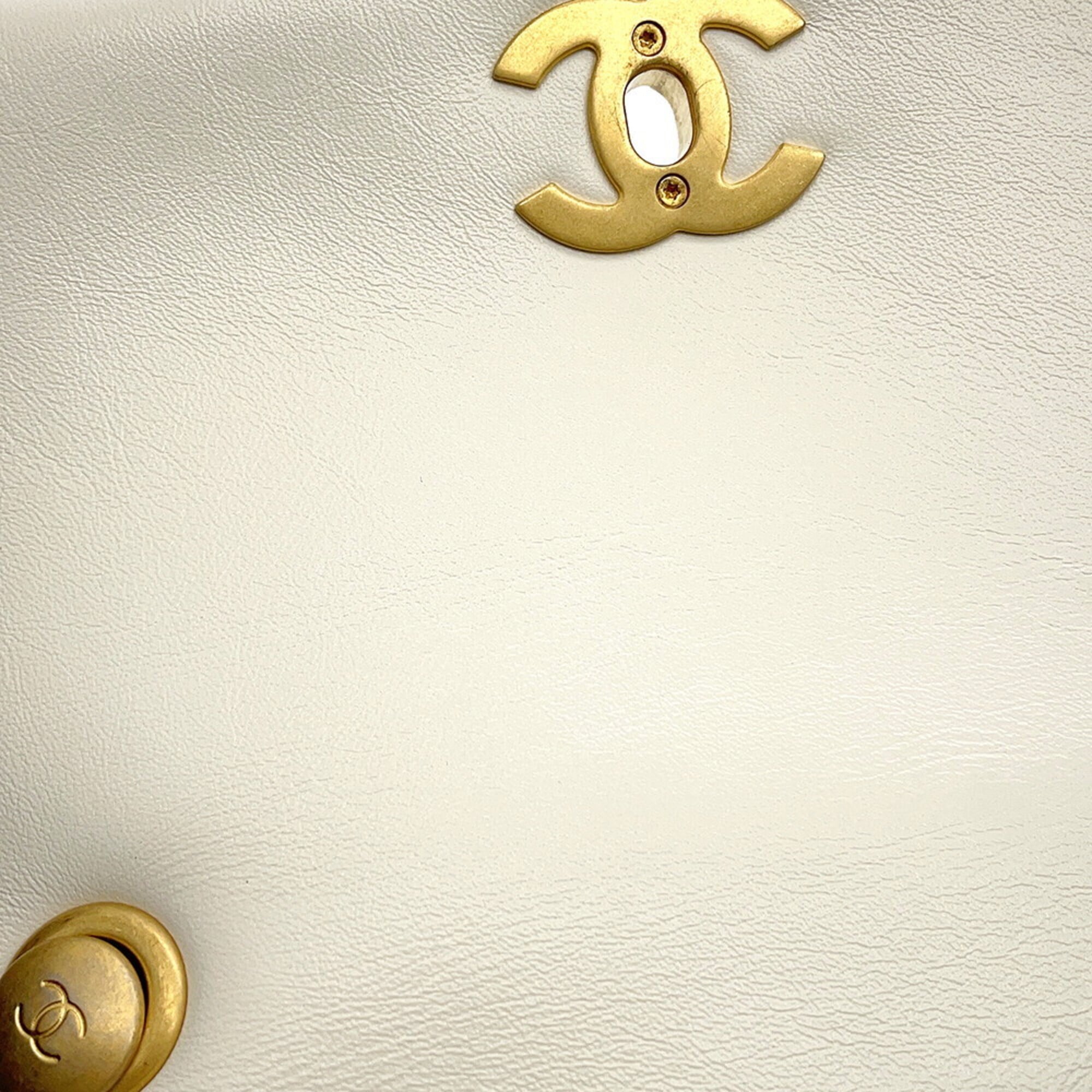 Chanel Chain Shoulder Bag, Matelassé, Coco Mark, Lambskin, White, Handbag, Women's, CHANEL — Like New