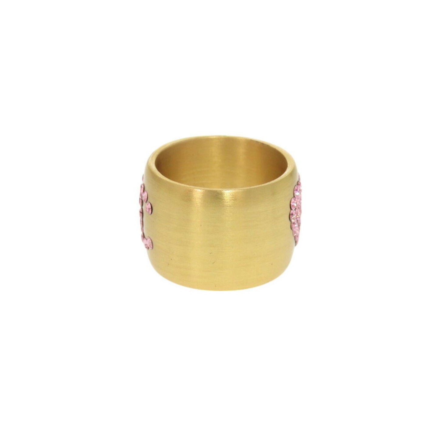 Chanel Coco Mark Heart Metal Size 14 Gold Pink Ring 1179CHANEL