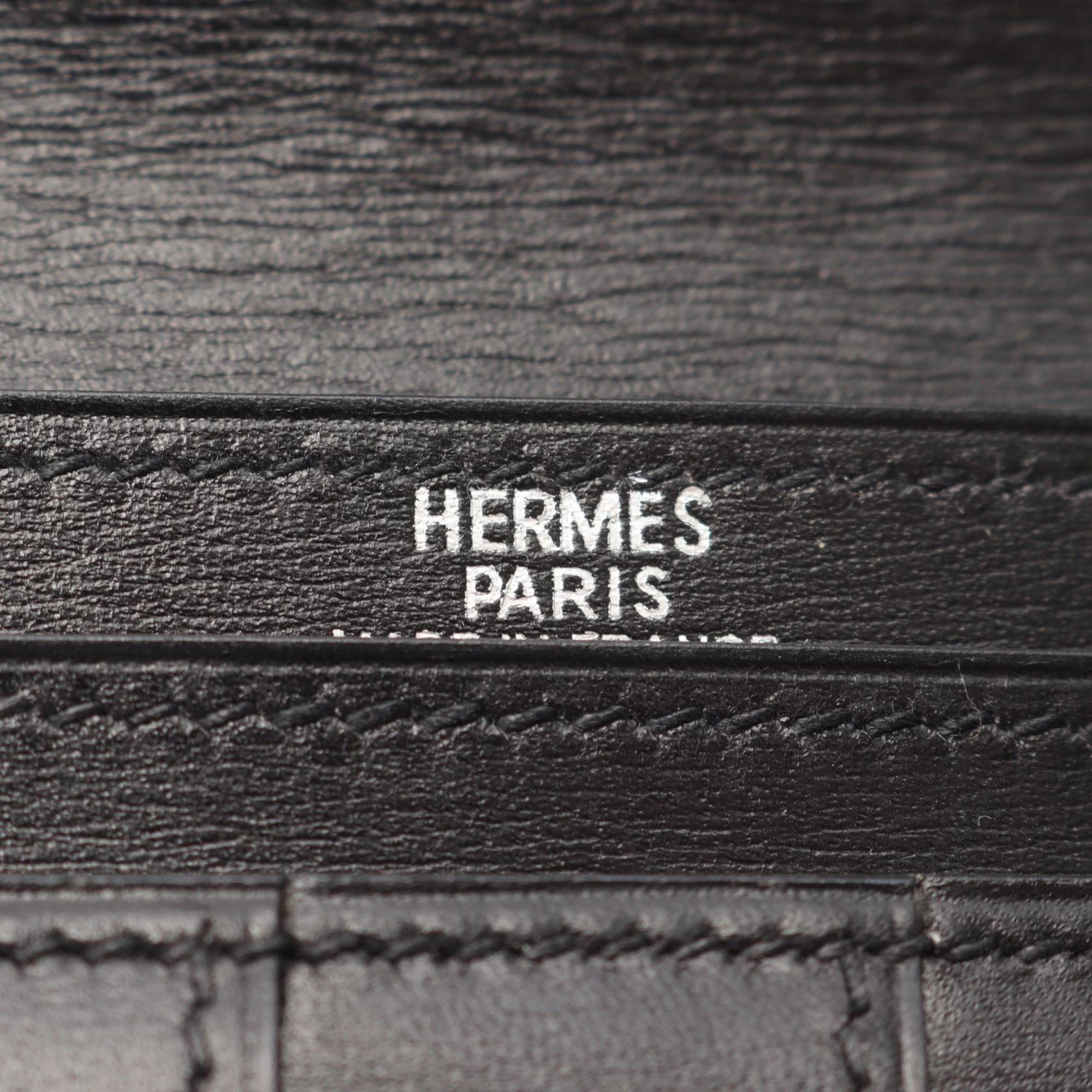 Hermes Hermès Bearn Soufflet Bi-fold Long Wallet in Calfskin Box Calf Leather, Black