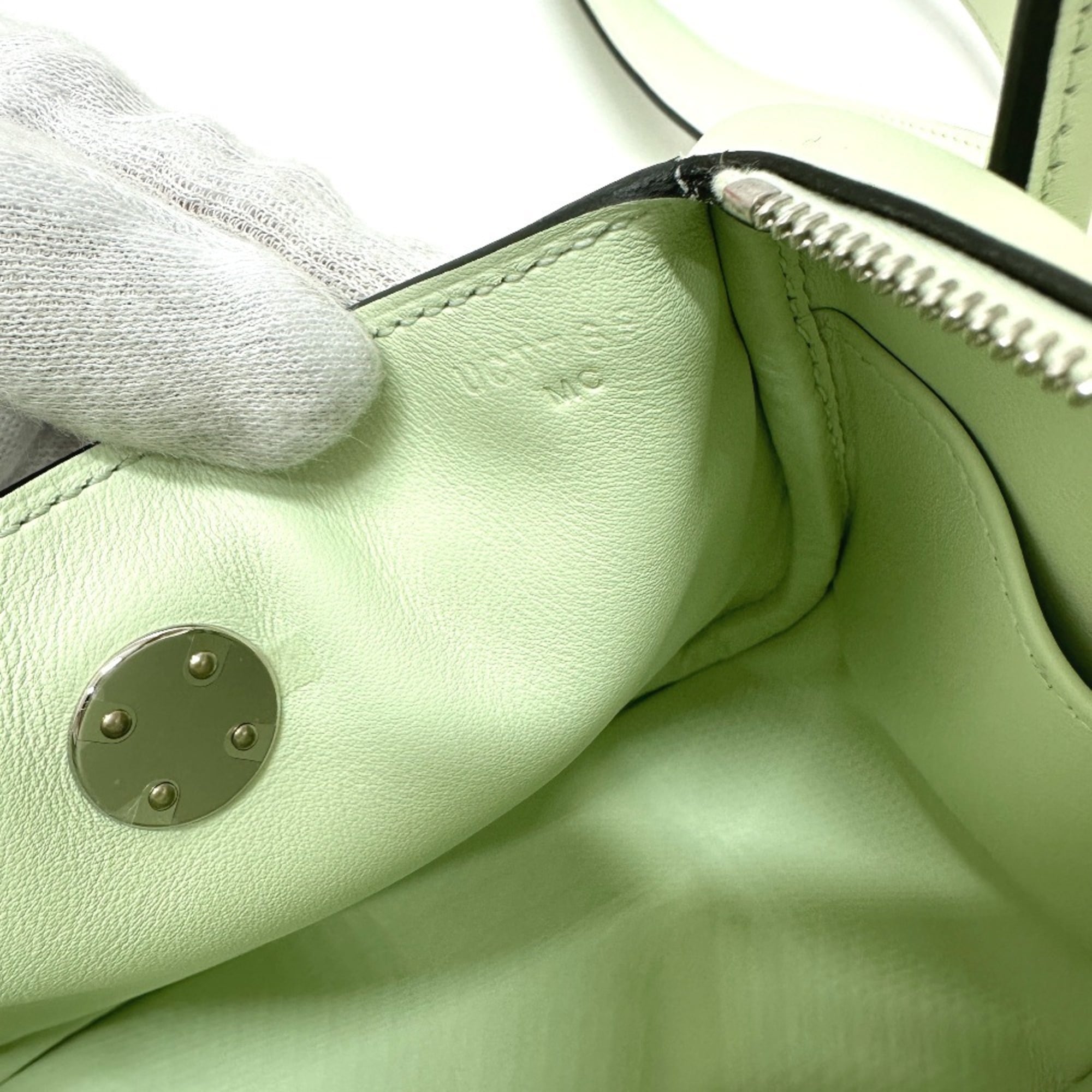 HERMES Lindy Shoulder Bag, Swift Leather, Women's, Veil Fizz, Light Green, G-231125-89 — New - Store Return