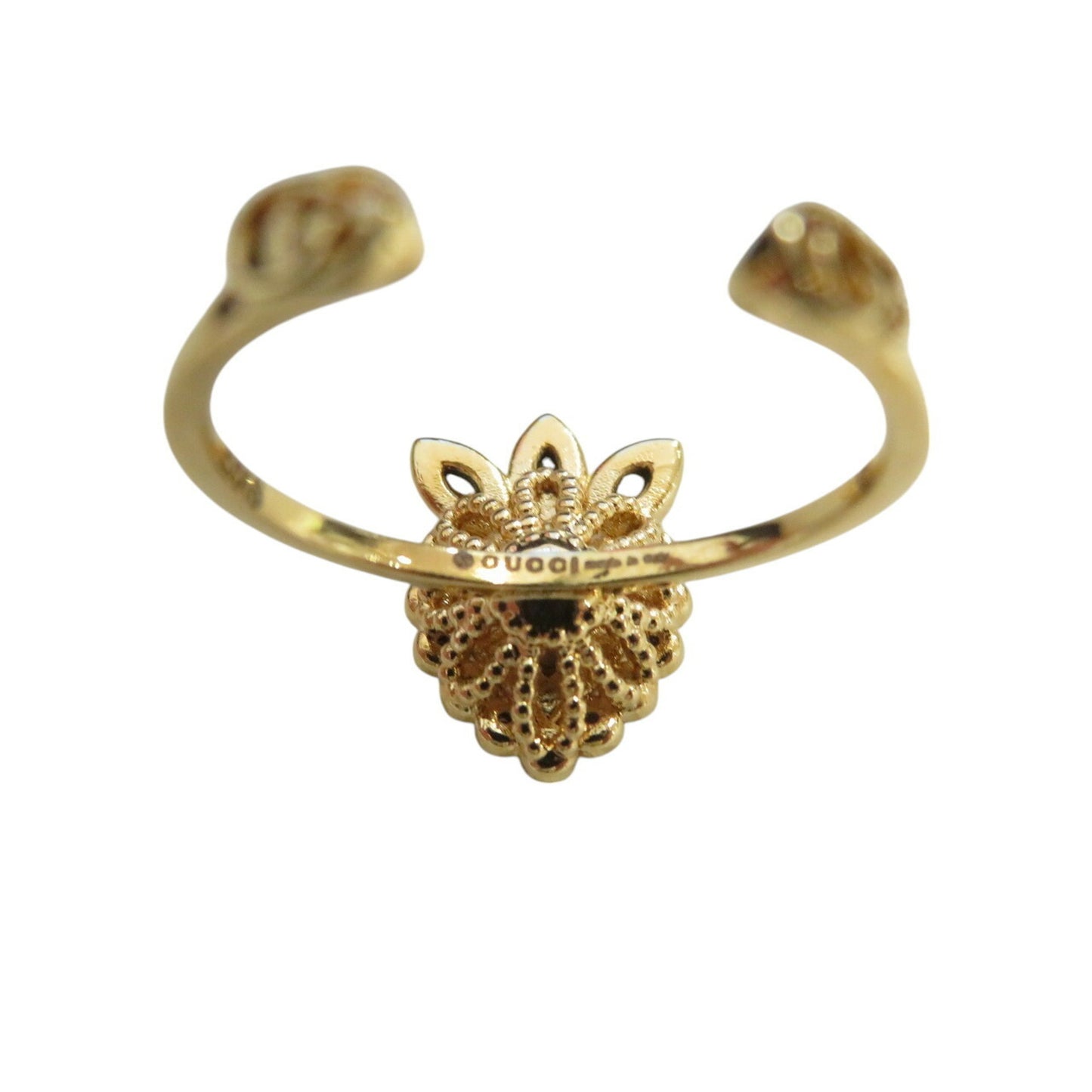 Gucci Crystal Heart 3 Row 642102 GP Gold Red Blue Ring 1210GUCCI