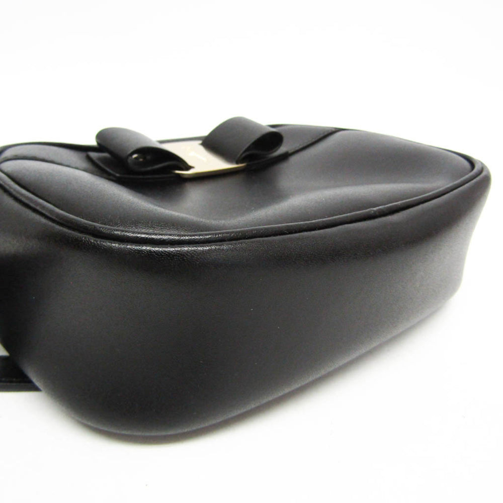 Salvatore Ferragamo Vara AU-21 H498 Women's Leather Shoulder Bag Black — Like New