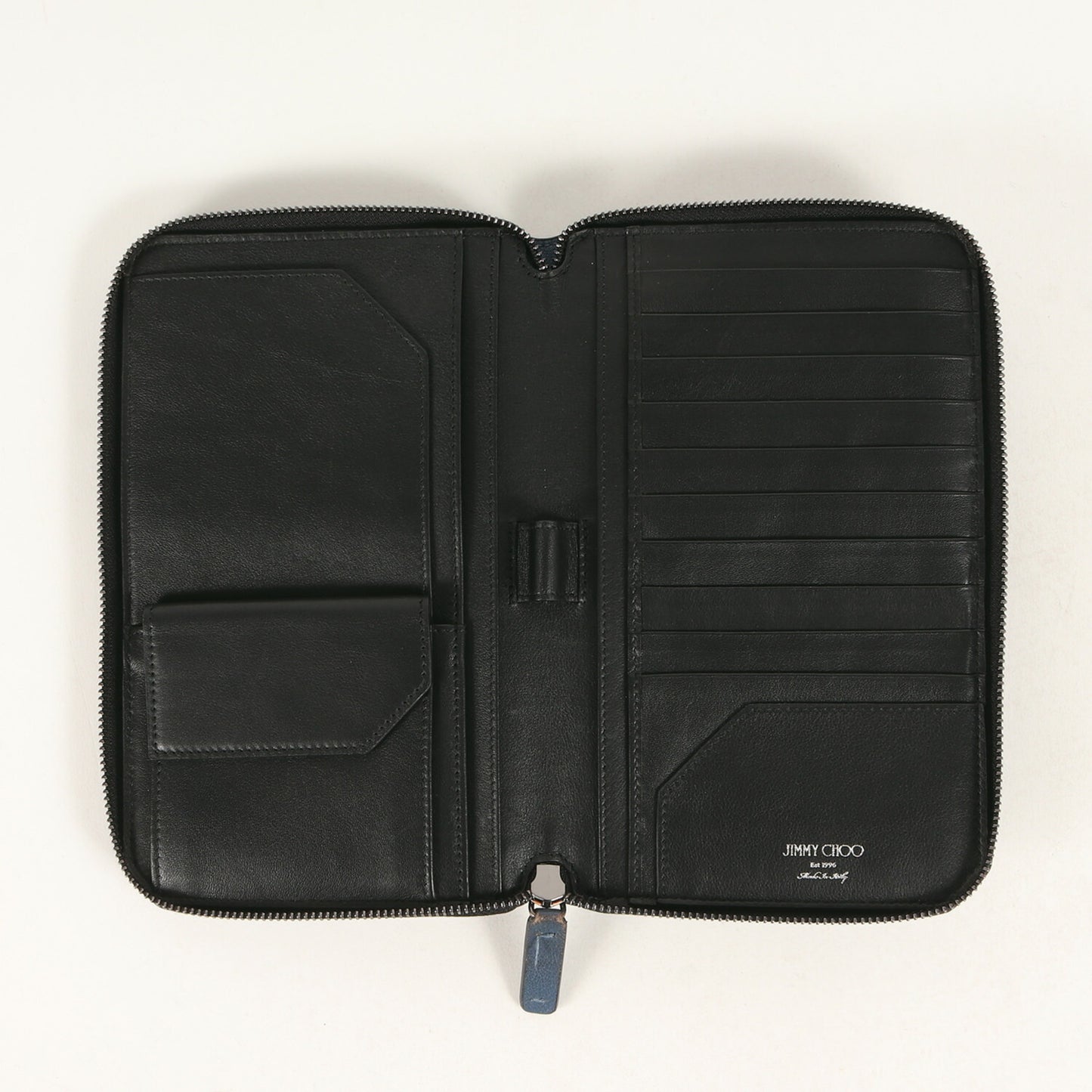 JIMMY CHOO Star Stud Leather Case Wallet/Long Wallet Organizer Pass Card Blue