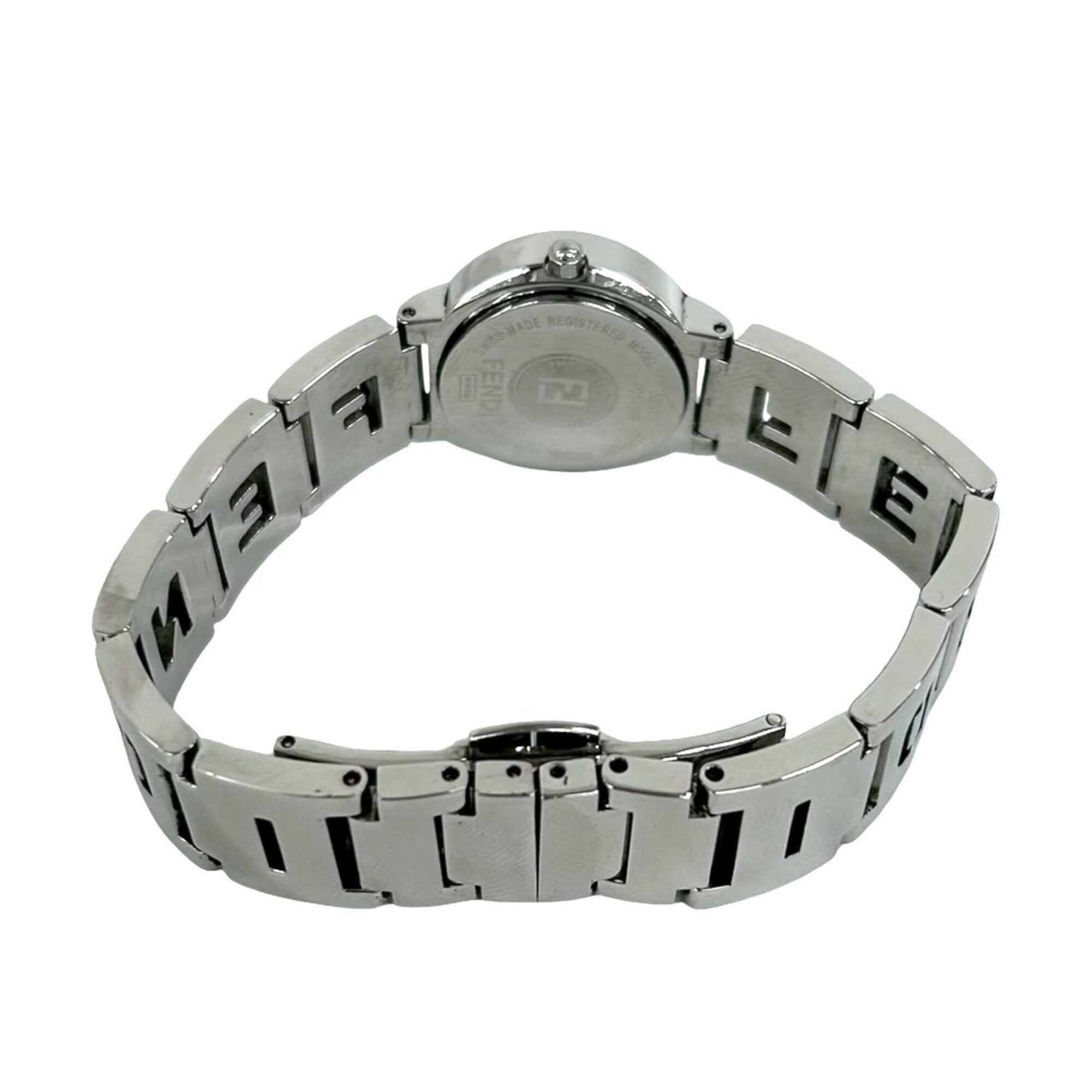 FENDI 3050L Logo Stainless Steel Quartz Wristwatch, Silver, 31132 — Good