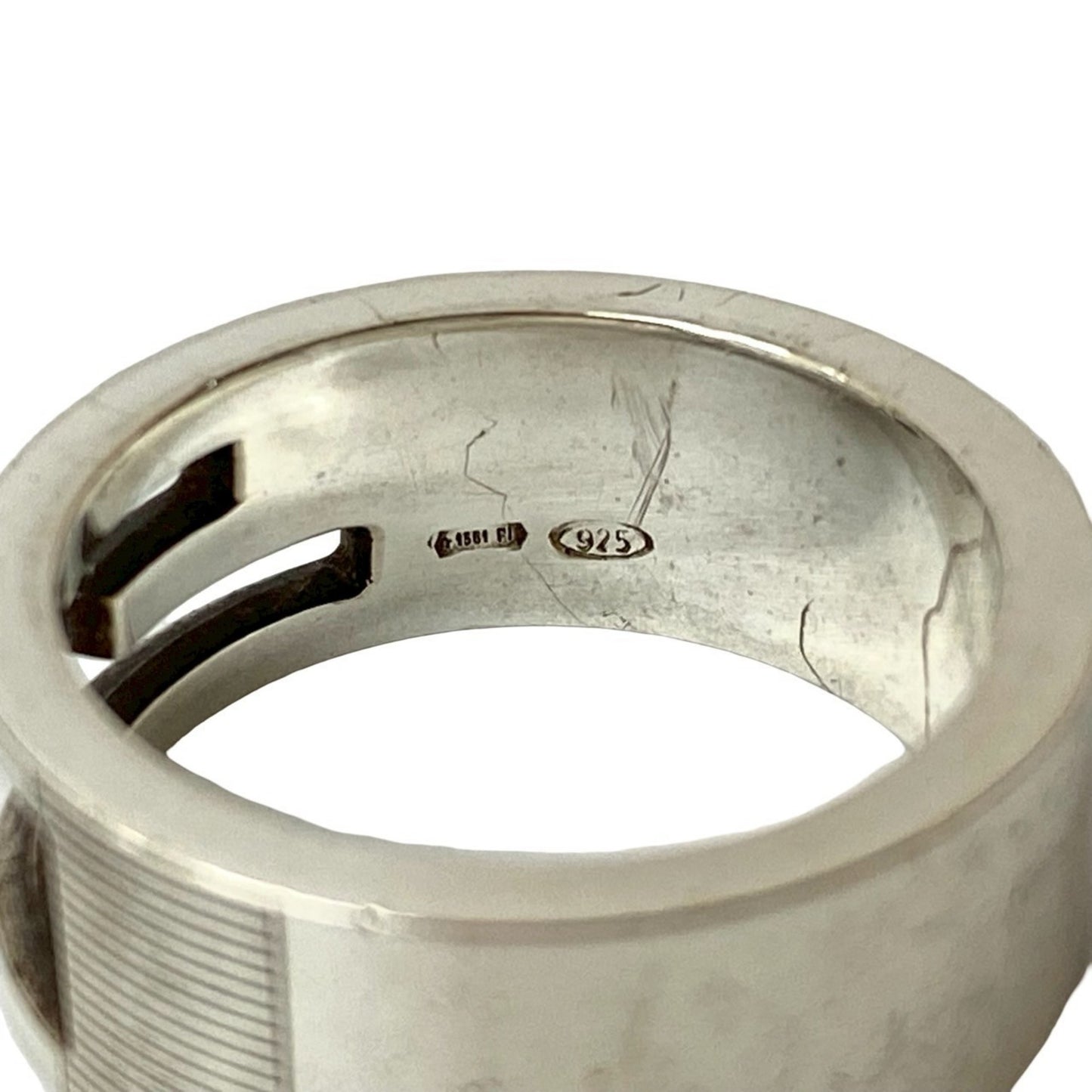 GUCCI Square G Ring, 925 Sterling Silver, Men's Accessory, 102-4