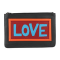 FENDI Pouch Second Bag 7N0078 Leather Black Multicolor Clutch LOVE