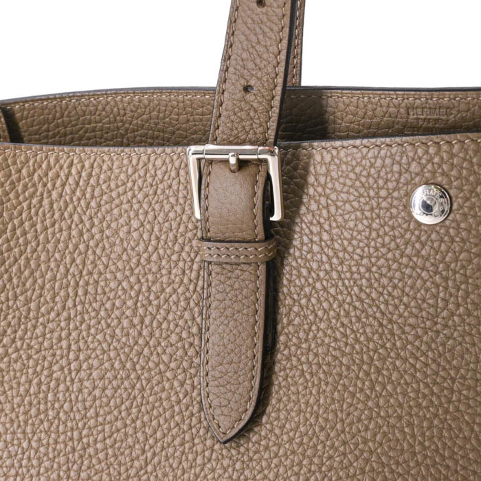 HERMES Sac Vello handbag, Taurillon Clemence leather, women's, Etoupe — New - Store Return