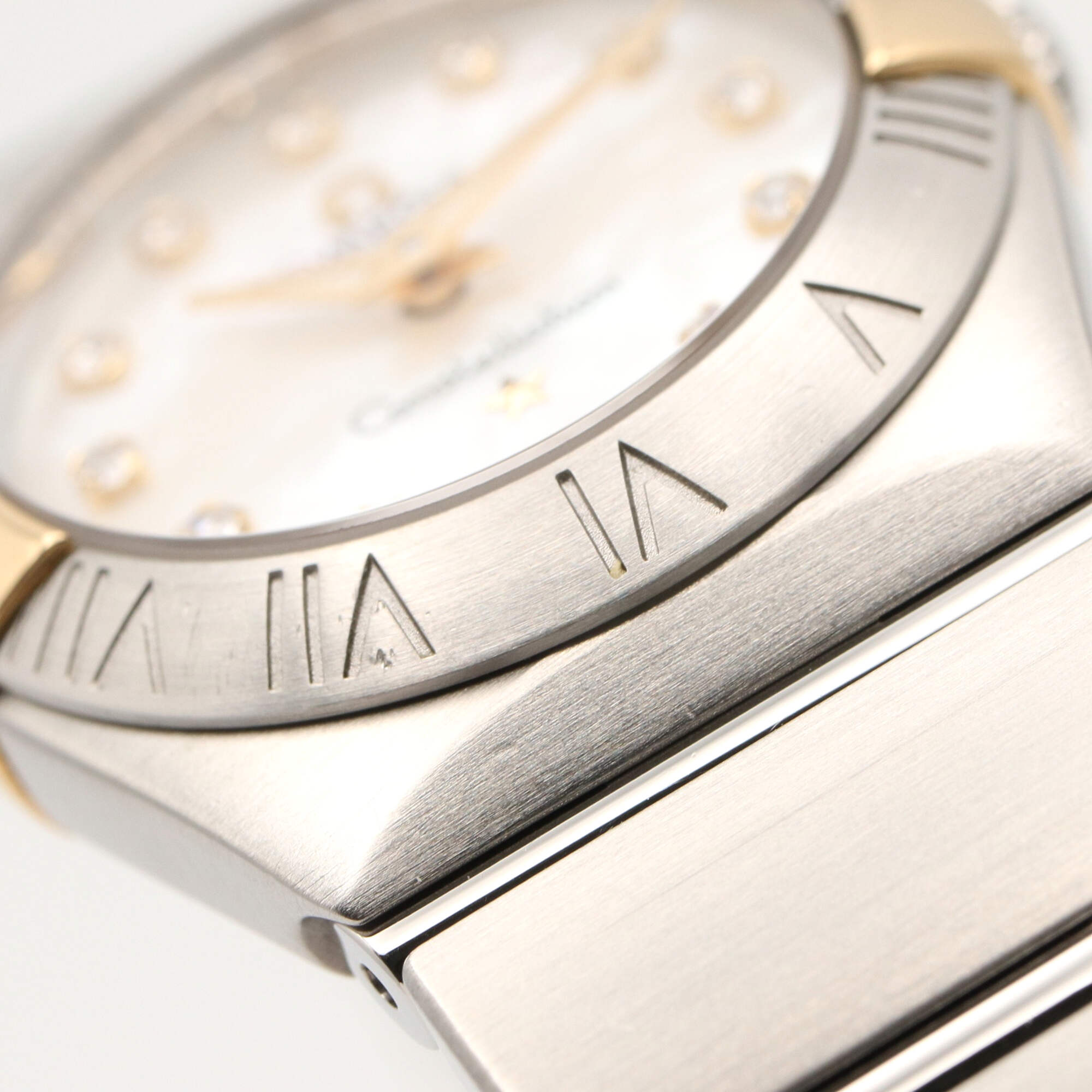 Omega Constellation 12-Diamond Watch, 18K Yellow Gold Stainless Steel, Diamond, Ladies', White/White Mother-of-Pearl, 123.20.24.60.55.006 — Very Good