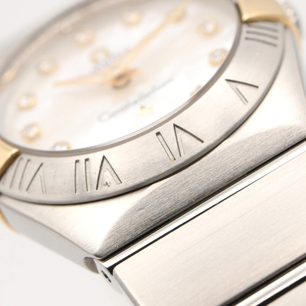 Omega Constellation 12-Diamond Watch, 18K Yellow Gold Stainless Steel, Diamond, Ladies', White/White Mother-of-Pearl, 123.20.24.60.55.006 — Very Good