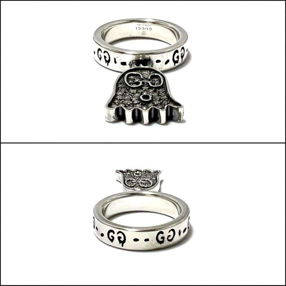GUCCI Women's Ghost Pave Diamond Ring in Silver 925 — Like New