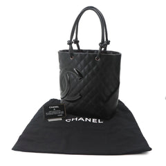 Chanel Cambon Line Medium Tote Handbag, Leather Enamel Black, A25167, Silver Hardware — Like New
